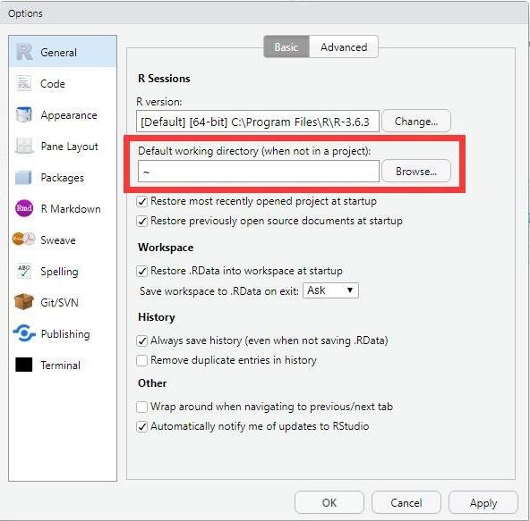 R语言RStudio如何设置默认工作目录